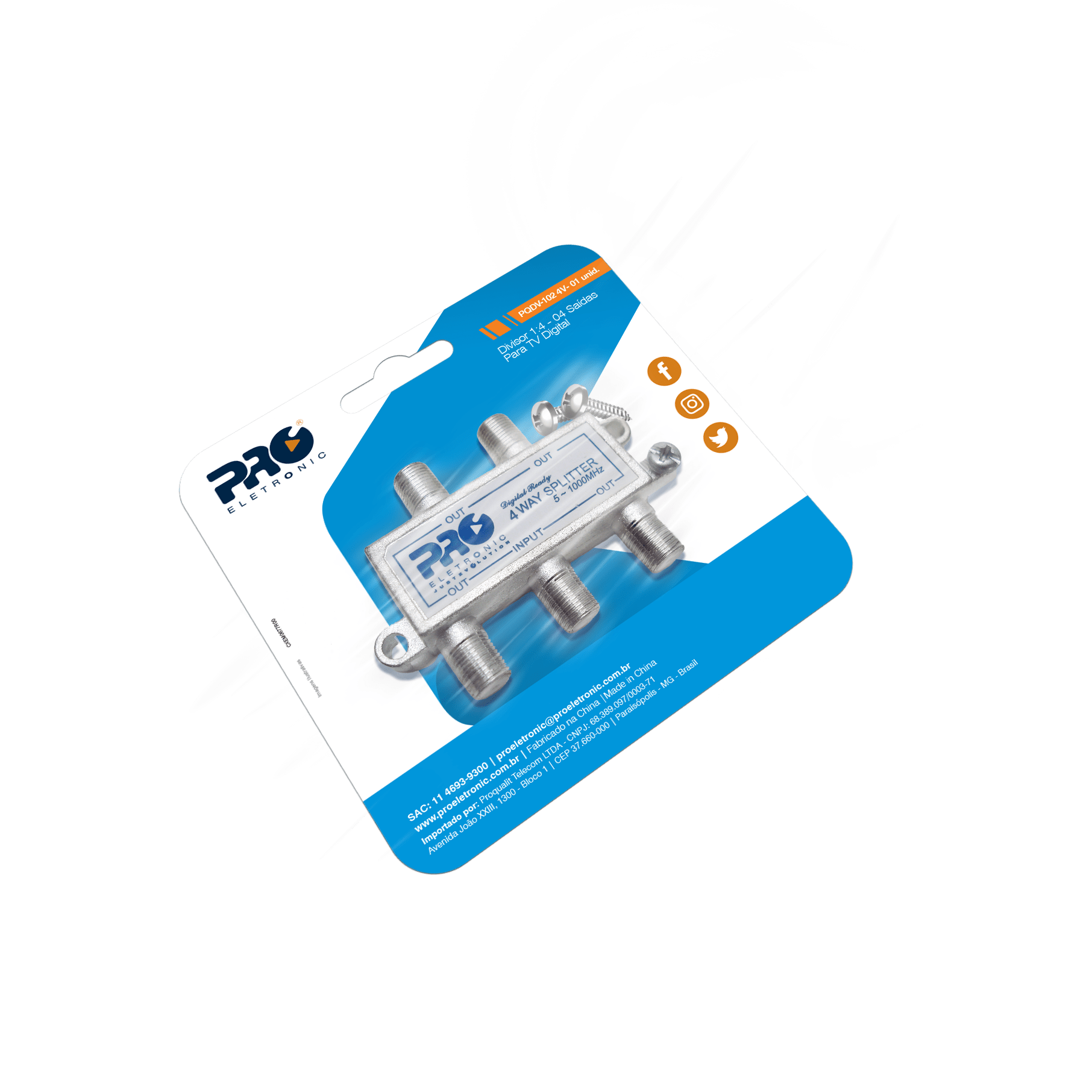 Divisor 1:4 Satelite 5 – 2400MHZ Solder Back DC PAS Blistado- PQDV-1024B